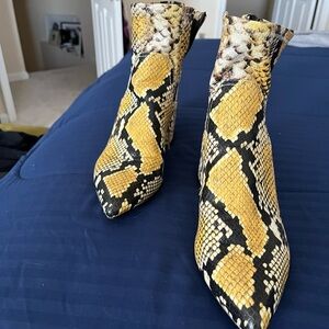 Aldo Yellow Snake Print Ankle Boots